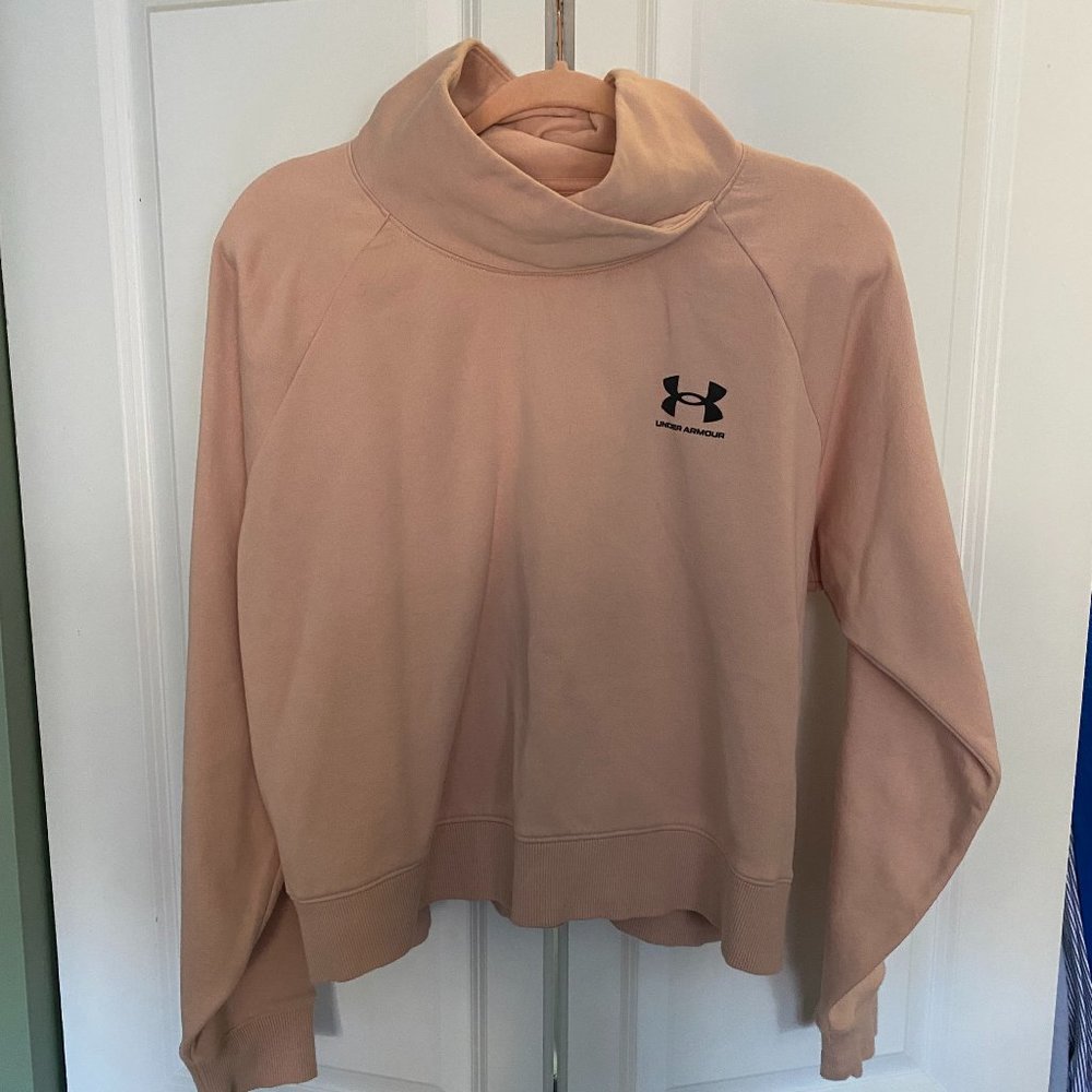Under Armour Rival Fleece Wrap Neck PullOver- Pink